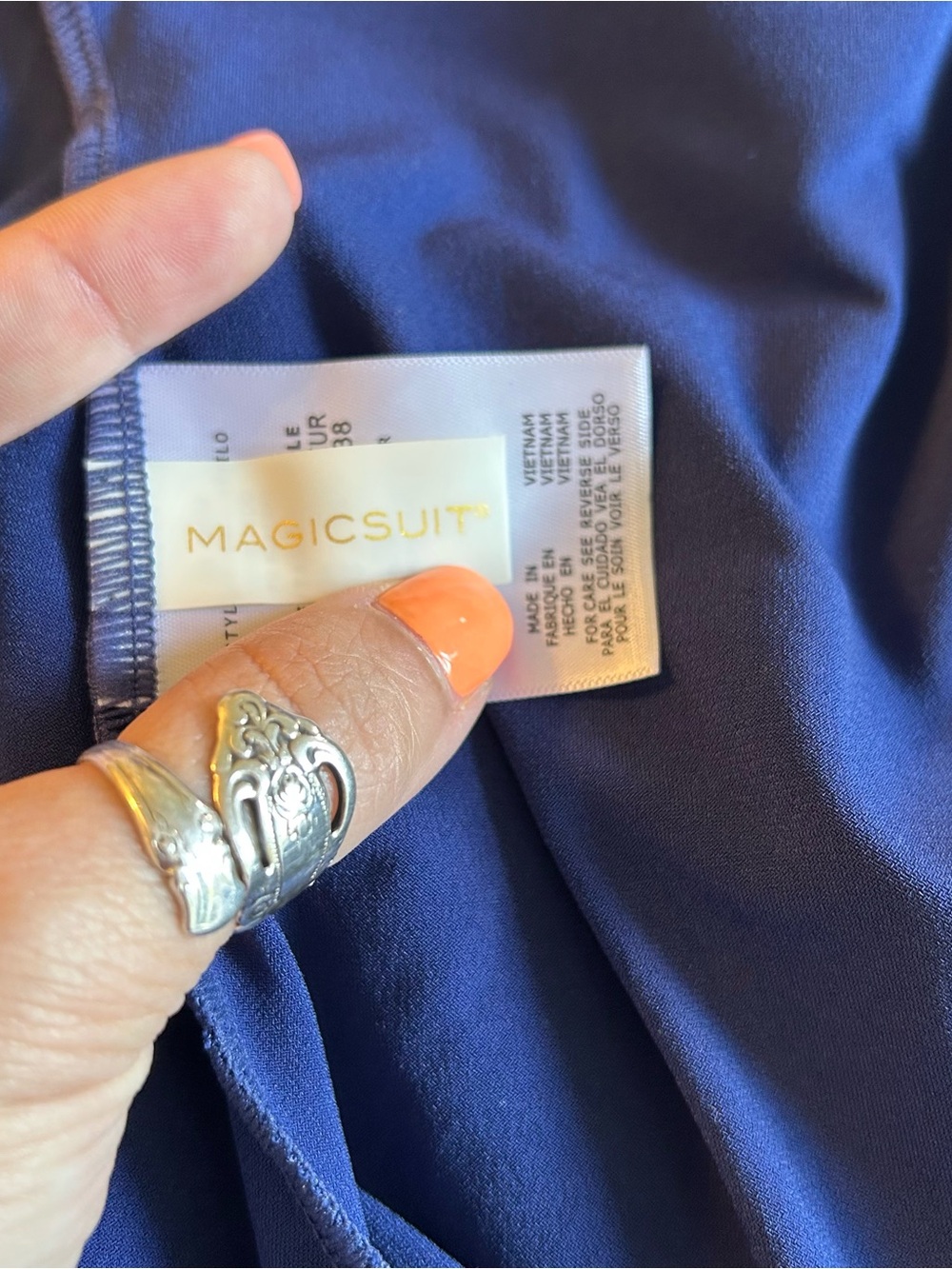 Magicsuit by Miraclesuit Taylor blue handkerchief draped tankini racerback 8 - Picture 6 of 8
